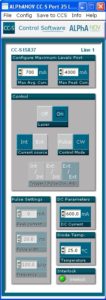 Interface graphique du pilote de diode laser 976 nm en régime impulsionnel et continu