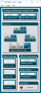 Interface graphique du pilote impulsionnel de SOA