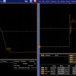 Example of 10 ns and 100 ns pulse shapes for this >6V laser diode.