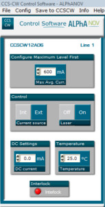 Picture of the GUI interface of the optional CCS-CW driver