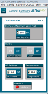 GUI interface of the CCS-CW driver