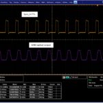 oscilloscope trace of 15MHz 20 ns pulses