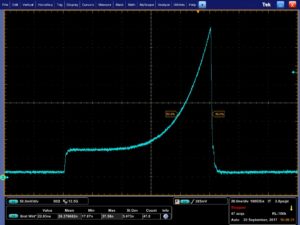 Exponential oscilloscope trace